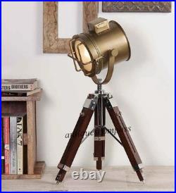 Spot Light Brown Wooden Tripod Lamp Marine Nautical Table Lamp Home Decor
