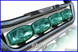 Spot Lights + LEDs For Scania Volvo MAN DAF 24v 9.5 ABS Jumbo Oval Green Lamps