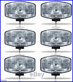 Spot Lights + LEDs For Volvo DAF MAN Scania 24v 9.5 Jumbo Oval BLACK ABS Lamp