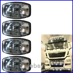 Spot Lights + LEDs For Volvo Scania DAF MAN Truck 24v Jumbo Oval BLACK Fog Lamp
