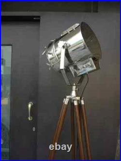 Spotlight Floor Lamp with Tripod Vintage Maritime Searchlight Industrial