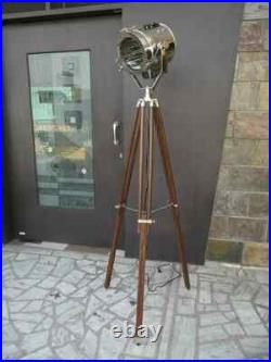 Spotlight Floor Lamp with Tripod Vintage Maritime Searchlight Industrial