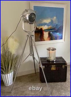 Spotlight Headlight Tripod Floor Standard Lamp Aluminium & Brass 180cm Max