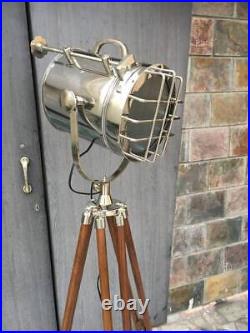 Spotlight Nautical Searchlight Retro Lamp Home Décor Floor Lamp Chrome/ Brown