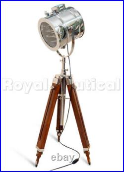 Spotlight Searchlight LED Lighting UK Wooden Tripod Floor Lamp Royal Nautical
