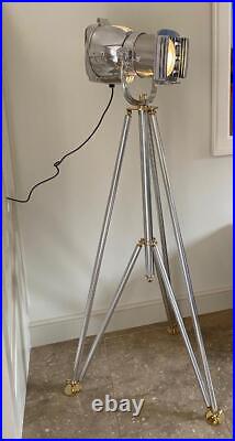 Spotlight Tripod Floor Standard Lamp Aluminium & Brass 153cm High