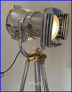 Spotlight Tripod Floor Standard Lamp Aluminium & Brass 153cm High