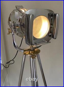 Spotlight Tripod Floor Standard Lamp Aluminium & Brass 153cm High