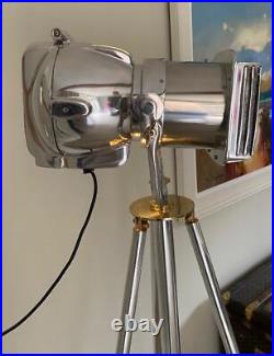 Spotlight Tripod Floor Standard Lamp Aluminium & Brass 153cm High