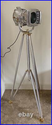 Spotlight Tripod Floor Standard Lamp Aluminium & Brass 153cm High