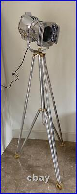 Spotlight Tripod Floor Standard Lamp Aluminium & Brass 153cm High