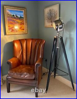Spotlight Wood Tripod Floor Standard Lamp Aluminium & Brass 152cm High