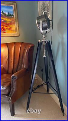Spotlight Wood Tripod Floor Standard Lamp Aluminium & Brass 152cm High