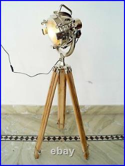 Spotlight theater nautical home decor wooden tripod search light lamp floor lamp
