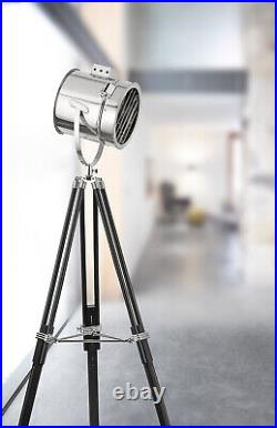 Stage Light Black Tripod Standard Standing Floor Lamp With Stylish Chrome Shade