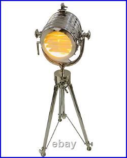 Steel Searchlight Chrome Spotlight Focus Floor Lamp Steel Tripod Stand