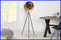 Stehlampe Stehleuchte CINEMA 140cm schwarz / gold Retro Design Lampe Spotlampe
