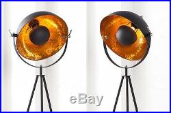 Stehlampe Stehleuchte CINEMA 140cm schwarz / gold Retro Design Lampe Spotlampe
