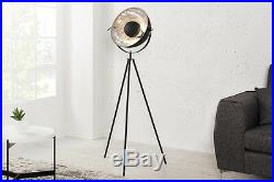 Stehlampe Stehleuchte CINEMA 140cm schwarz / silber Retro Design Lampe Spotlampe