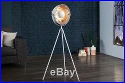 Stehlampe Stehleuchte CINEMA 140cm weiss / silber Retro Design Lampe Spotlampe
