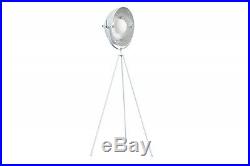 Stehlampe Stehleuchte CINEMA 140cm weiss / silber Retro Design Lampe Spotlampe