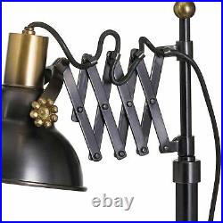 Table Desk Lamp Black And Brass Adjustable Scissor