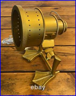 Table Lamp Spot Light Duck Feet Gold In Color Heavy Metal Built Solid Very Rare
