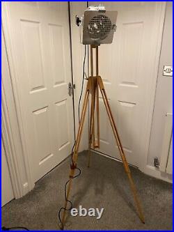 Theatre style fully adjustable wooden tripod lamp. Searchlight. Spotlight