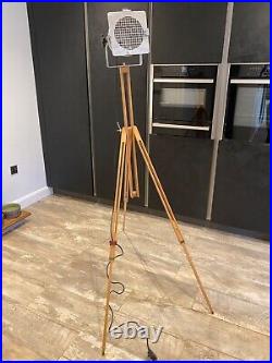 Theatre style fully adjustable wooden tripod lamp. Searchlight. Spotlight