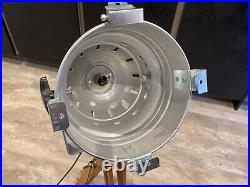 Theatre style fully adjustable wooden tripod lamp. Searchlight. Spotlight