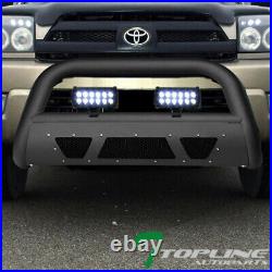 Topline For 03-09 Toyota 4Runner Matte Blk Studded Mesh Bull Guard+36W LED Bars