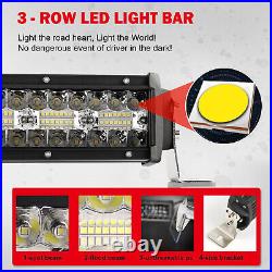 Tri-Row Curved 42inch Led Work Light Bar Spot Flood Combo Driving Lamp+ Harness
