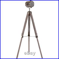 Tripod Floor Lamp, 65L, Wood/Bronze Colour