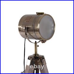 Tripod Floor Lamp, 65L, Wood/Bronze Colour