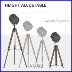 Tripod Floor Lamp Pine Wood Spotlight Industrial Standing Light Brown Black Tripod Floor Lamp Pine Wood Spotlight Industrial Standing Light Brown Black