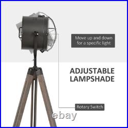 Tripod Floor Lamp Pine Wood Spotlight Industrial Standing Light Brown Black Tripod Floor Lamp Pine Wood Spotlight Industrial Standing Light Brown Black