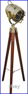 Tripod Lamp Floor Stand Spot Light Antique Nautical Studio Vintage Searchlight