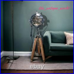 Tripod Lamp Floor Stand Spot Light Antique Nautical Studio Vintage Searchlight