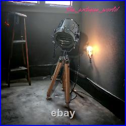 Tripod Lamp Floor Stand Spot Light Antique Nautical Studio Vintage Searchlight