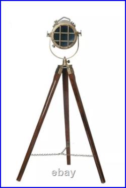 Tripod Lamp Floor Stand Spot Light Antique Nautical Studio Vintage Searchlight