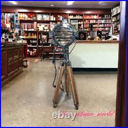 Tripod Lamp Floor Stand Spot Light Antique Nautical Studio Vintage Searchlight