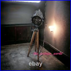 Tripod Lamp Floor Stand Spot Light Antique Nautical Studio Vintage Searchlight