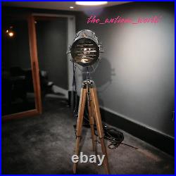 Tripod Lamp Floor Stand Spot Light Antique Nautical Studio Vintage Searchlight