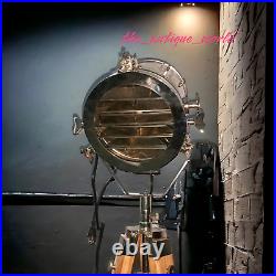 Tripod Lamp Floor Stand Spot Light Antique Nautical Studio Vintage Searchlight