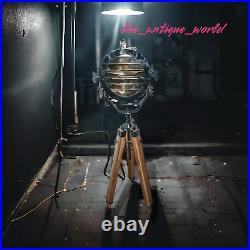Tripod Lamp Floor Stand Spot Light Antique Nautical Studio Vintage Searchlight