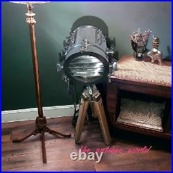 Tripod Lamp Floor Stand Spot Light Antique Nautical Studio Vintage Searchlight