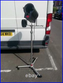 VERY LARGE MID CENTURY SPOTLIGHT ON TRIPOD, UP TO 2100mm (7') HIGH BY MALHAM