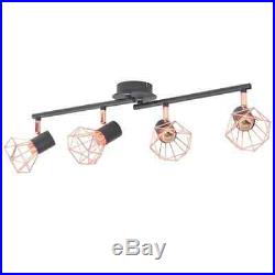VidaXL Ceiling Lamp with 4 Spotlights E14 Black and Copper Lighting Fixture