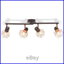 VidaXL Ceiling Lamp with 4 Spotlights E14 Black and Copper Lighting Fixture