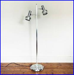 Vintage 60s Brushed Aluminium Chrome Two Way Space Age Floor Lamp